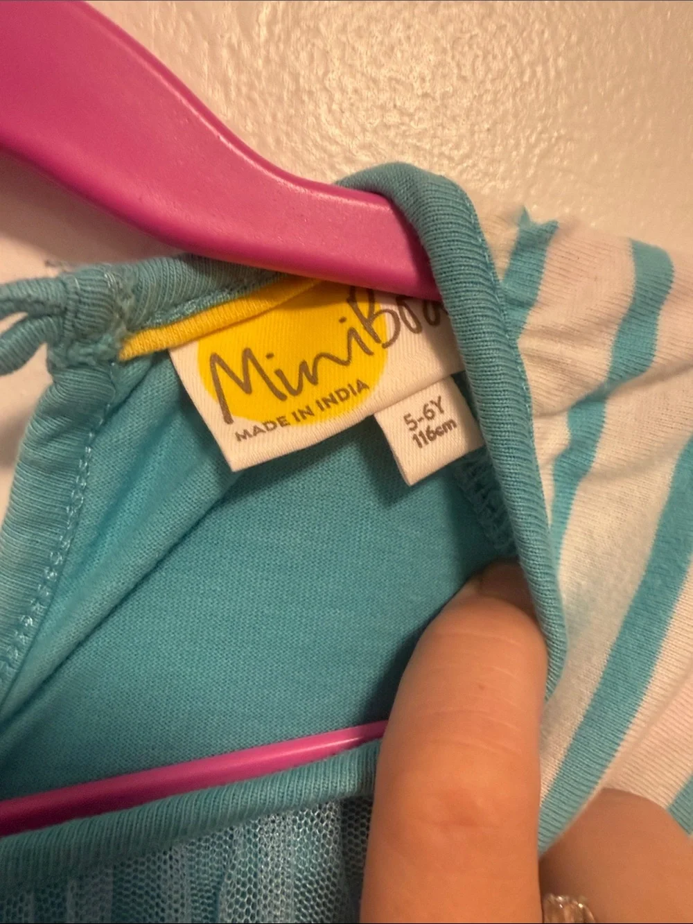 Mini Boden Teal Rainbow & Sun Long Sleeve Dress